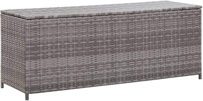 (Fast Shipments) Deck Storage Container, Organization & Outdoor Storage Container for Patio Furniture Pillows, Garden Tools Garden Storage Box Gray 47.2"x19.7"x23.6" Poly Rattan