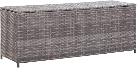 (Fast Shipments) Deck Storage Container, Organization & Outdoor Storage Container for Patio Furniture Pillows, Garden Tools Garden Storage Box Gray 47.2"x19.7"x23.6" Poly Rattan