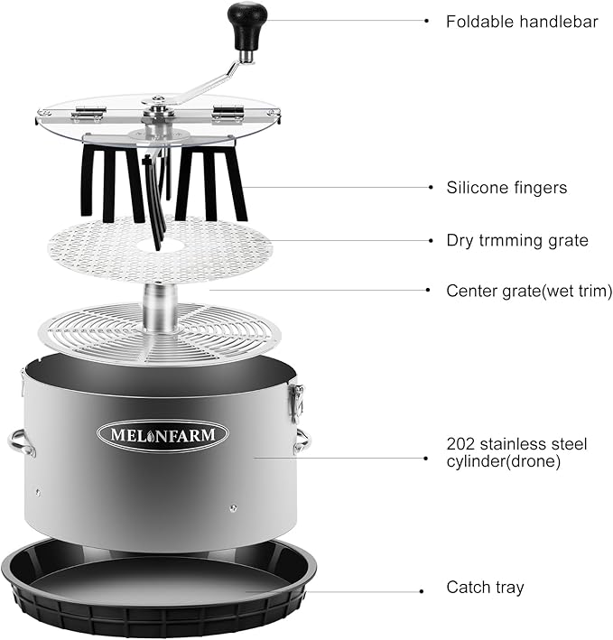 13 inch Manual Bud and Leaf Trimmer with Wet/Dry Harvesting Bowl Features sharp stainless steel blades for harvesting plant buds, leaves, and flowers