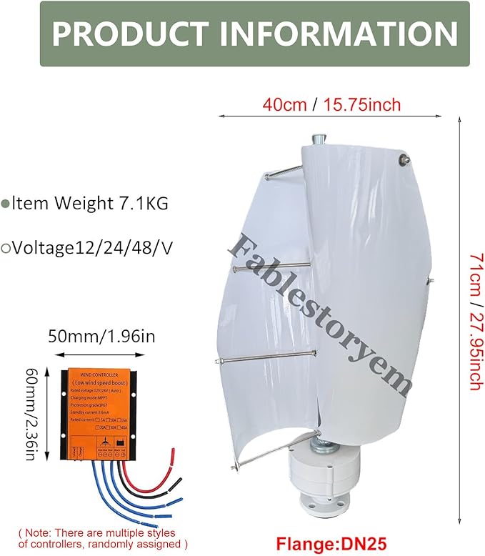 12000W Vertical Wind Power Turbine Generator Kit,12V/24V/48V Portable Maglev Wind Turbine Generator with Charge Controller for Boats Cabins Mobile Homes,E-12V