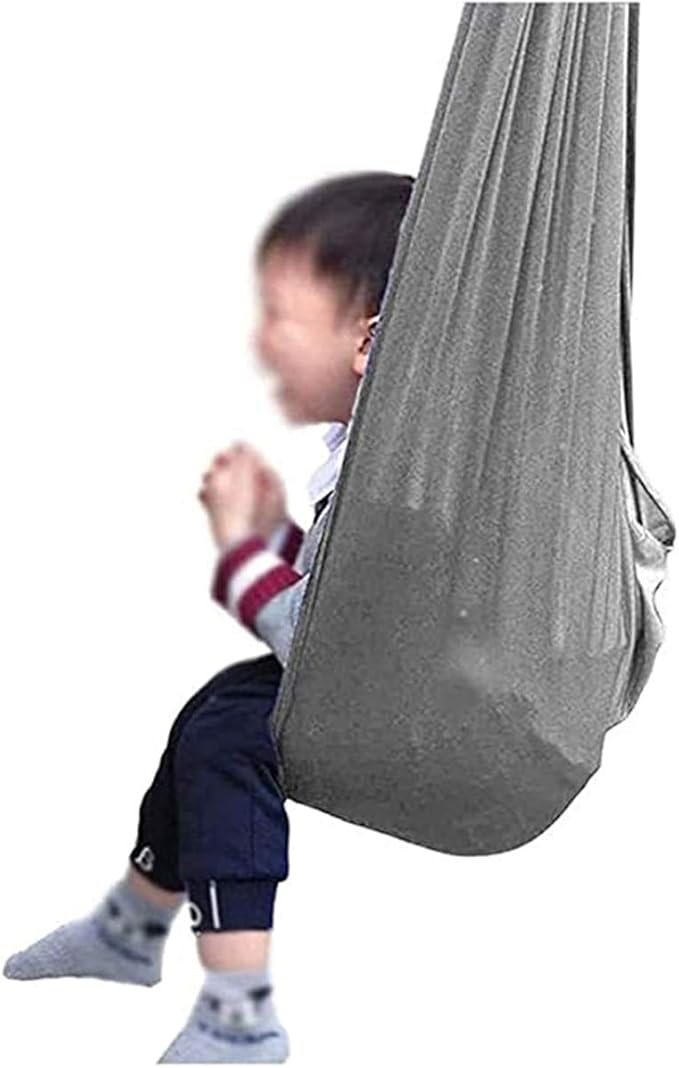 Indoor Sensory Swing Chair Adjustable Yoga Hammock Child Cuddle Swing for Kids Or Adults Autism ADHD AspergersTherapy (Color : Gray, Size : 100 x 280 cm)