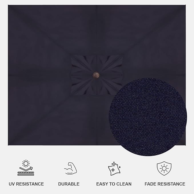 Treasure Garden AKZ PLUS Cantilever Umbrella 10'x13' Rectangular Obravia Navy Canopy and Bronze Frame with Rolling Base
