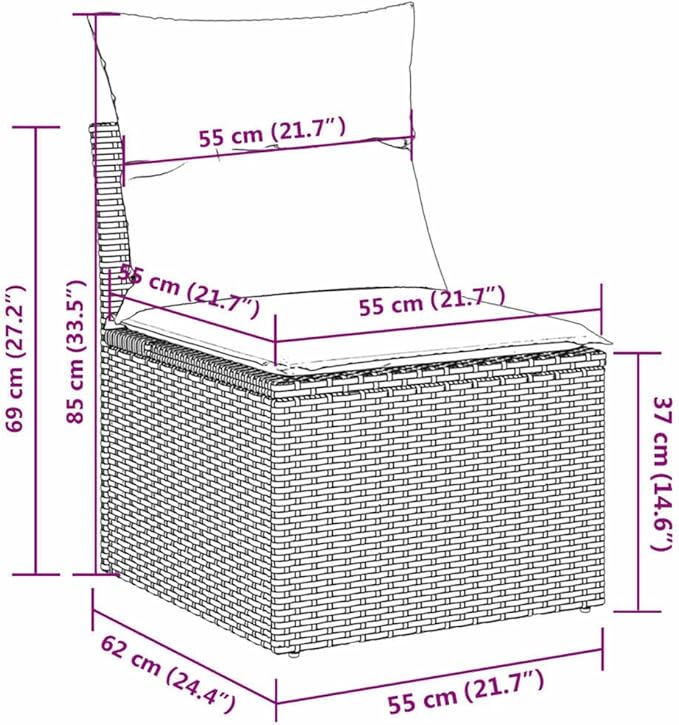 vidaXL Patio Sofa Set with Cushions 6 Piece, Outdoor Conversation Set, Patio Furniture Set for Balcony Garden, Modern Style, Gray Poly Rattan