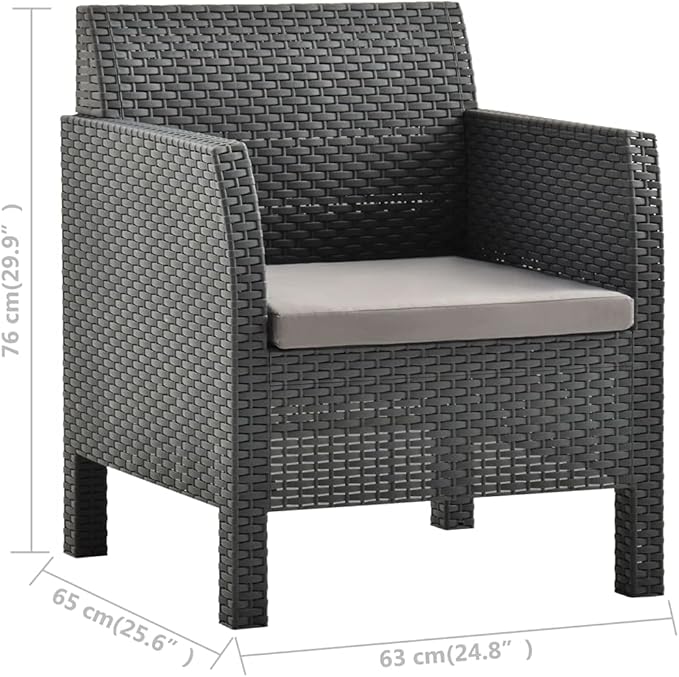 2 Piece Patio Lounge Set,Patio Furniture Set,Garden Conversation Bistro Sets for Yard,Pool or Backyard,with Cushion PP Anthracite(Easy to Assemble)