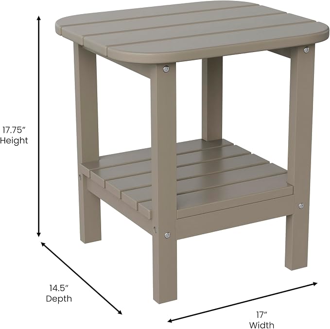 Flash Furniture Newport 2-Tier Adirondack Side Table - Recycled HDPE All-Weather Materials - Indoor/Outdoor - Brown