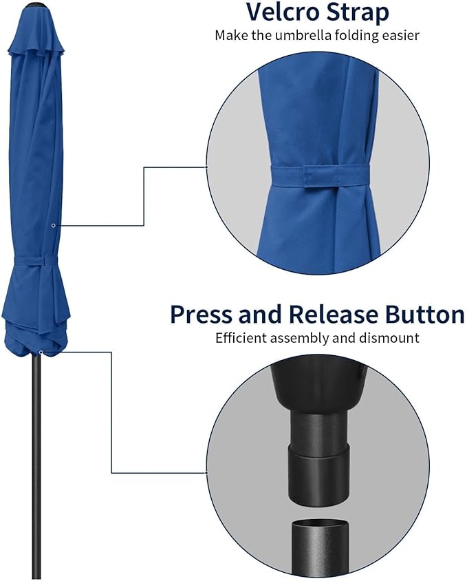 Simple Deluxe Patio Umbrella Outdoor, UV Protection Sunshade with Push Button Tilt/Crank and 8 Sturdy Ribs, for Table Garden Lawn Beach Pool