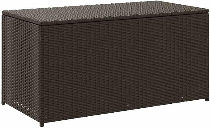 Outdoor Storage Box Brown Polyethylene rattan, Powder-coated steel,Durable Outdoor Storage Box for Garden Organization and Large Items Modern Style with WeatherResistant Material Storage Boxes