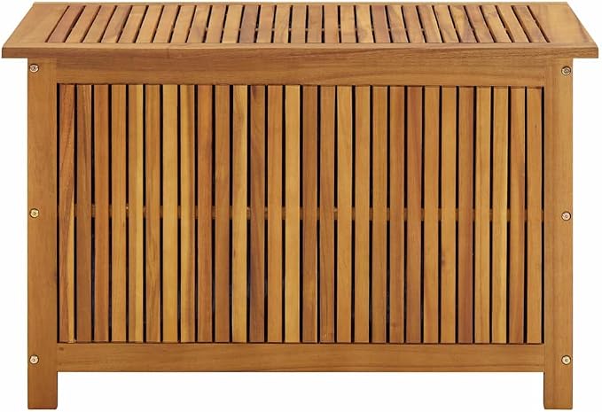 Solid Acacia Wood Patio Storage Box 35.4"x19.7"x22.8" with Waterproof Bag, Garden Storage Bench for Cushions and Tools