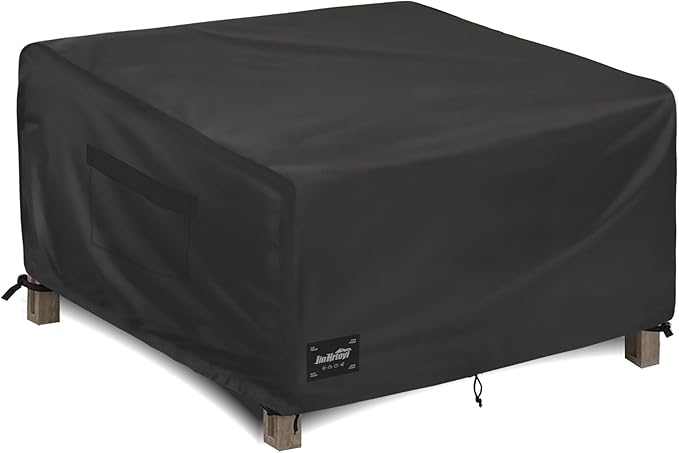 JinHrtoyi Patio Square Table Cover,40Wx40Dx23H Inches 100% Waterproof Heavy Duty Outdoor Coffee Table Cover,Black Minimalism Style Outdoor Furniture Covers