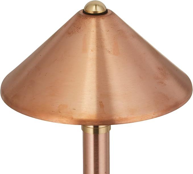 VOLT Conehead 12V Copper Mini Path Light & 3W 2700K G4 LED Bulb | 8-Foot Diameter Illumination, 300 Lumens, Warm White Light, Low Voltage, Ideal for Pathway Walkway Garden Driveway or Patio