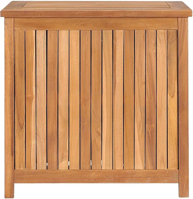 Wooden Patio Storage Box, Outside Storage Container for Patio Furniture, Wooden Deck Box, 23.6"x19.7"x22.8" Solid Wood Teak,-866