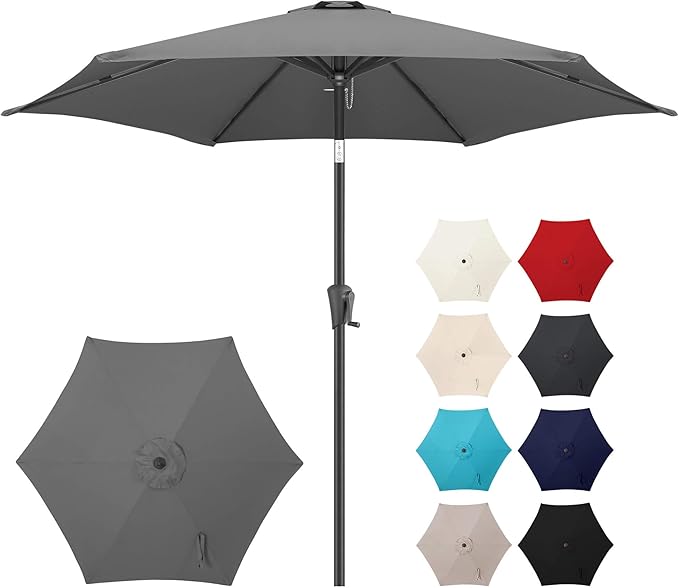 Jarka&Co 7.5ft Patio Umbrella Outdoor - Table Outdoor Umbrella with Push Button Tilt Waterprool UV Protection, Sun Umbrella for Pool, Porch, Garden, Deck, Backyard (Anthracite)