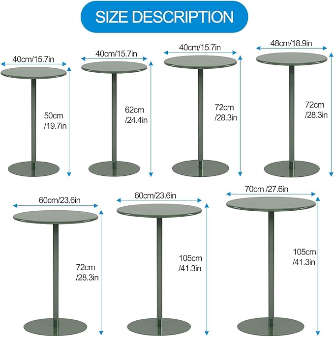 Outdoor Metal Bar Table - Round Counter Height Bistro Table for Patio & Garden, Space-Saving Small Dining Table for Poolside & Terrace (Size: 60x60x105cm)
