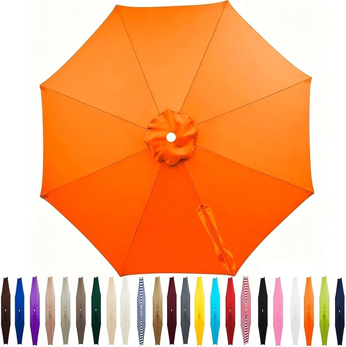 Outdoor Patio Umbrella Replacement Canopy 7.5ft/9ft/10ft/11ft 6/8 Ribs, Cantilever Offset Patio Umbrella Fabric Cover Resistant Waterproof Shade for Table Pool