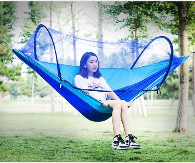 Outdoor Hammock Anti-Rollover Travel Camping Portable Hammock Hanging Chair Outdoor Portable Camping Travel Equipment (Color : Blue, Size : 260 * 140cm)
