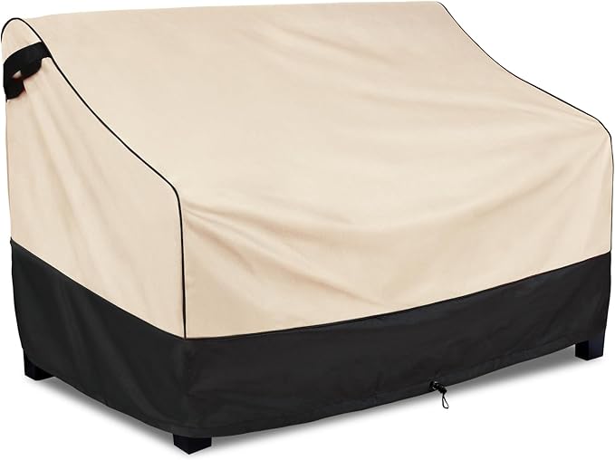 FORSPARK Patio Furniture Sofa Covers 54W x 38D x 35H 2-Seater inch Outdoor Waterproof Couch Loveseat Bench Cover, Khaki