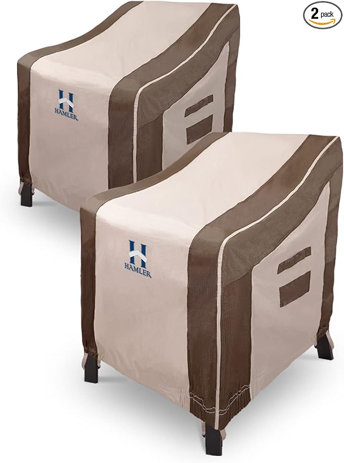 HAMLER Patio Chair Covers 2 Pack, Outdoor Chair Covers Waterproof Fits up to 35W x 38D x 31H inches, Heavy Duty Lawn Furniture Covers, Lounge Deep Seat Cover for Patio Furniture
