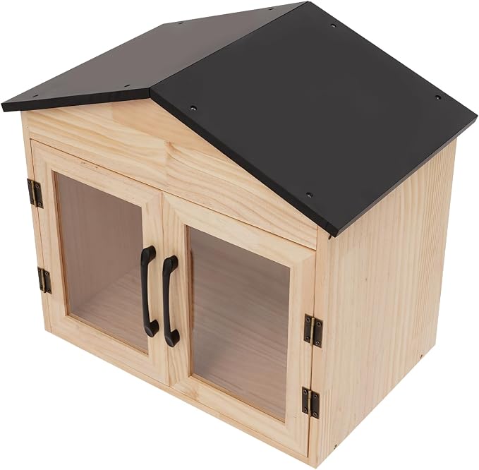 Little Outdoor Library Box, 2-Tier Waterproof Free Library Wooden Cabinet, 17"L x 11"W x 16.5"H Small Storage Box for DIY, Neighbourhoods, Communities and Kids to Share Books, Magazines, Artworks