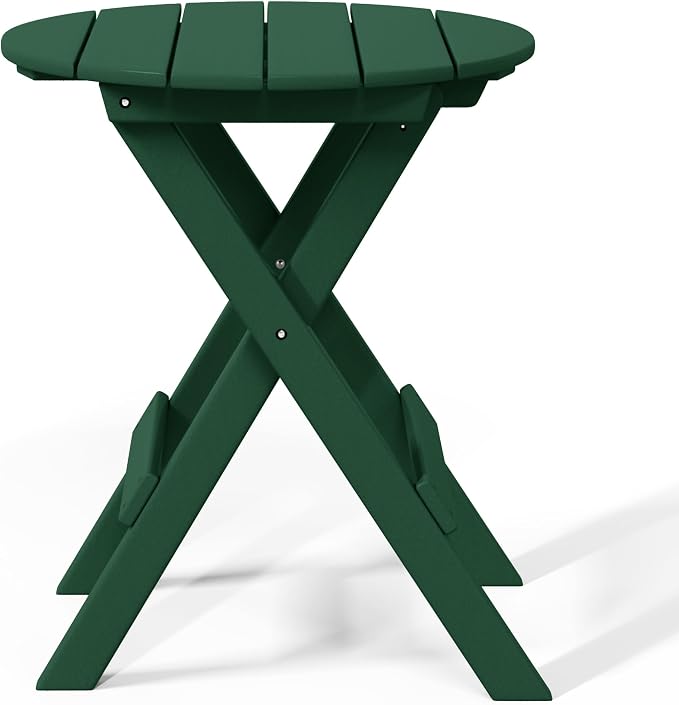 WestinTrends Malibu HDPE Outdoor 24.5 Inch Round Portable Folding Patio Dining Table, Dark Green
