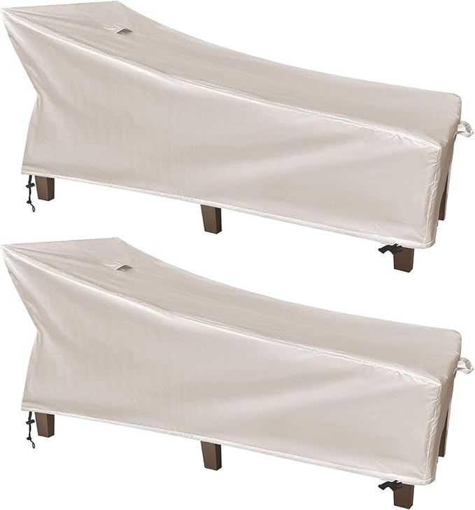 SIHAIAN Patio Lounge Chair Cover Waterproof Outdoor Chaise Lounge Covers UV Resistant Special Fixed Design 68Lx32Wx32H Beige 2Pack Patio Furniture Covers