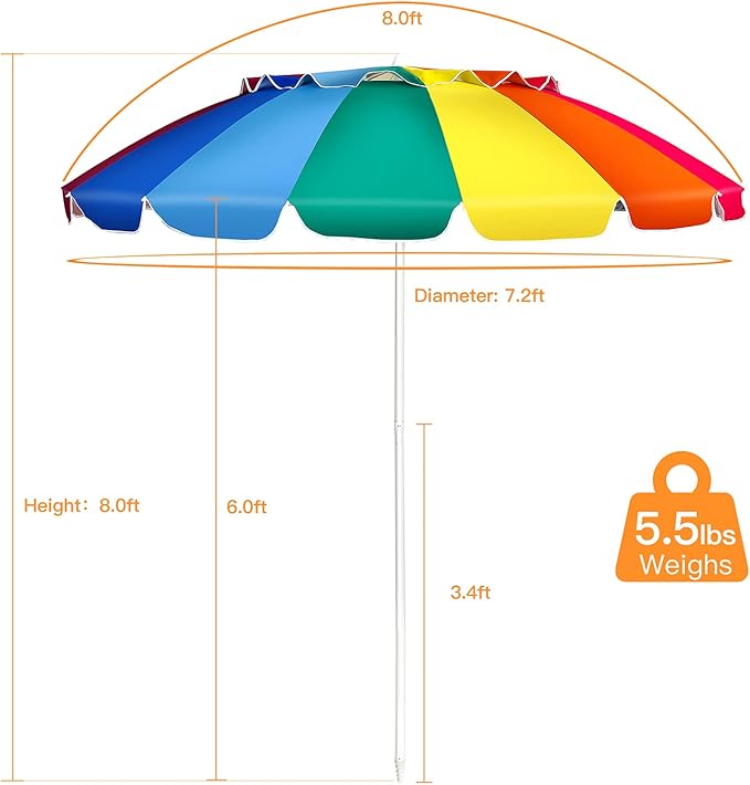 Giantex 8 Ft Beach Umbrella