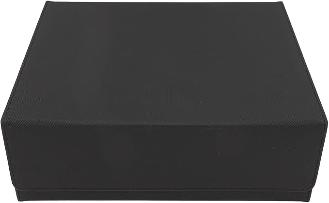 Card Deck Storage Box, Large Capacity Soft PU Leather Magnetic Closure Card Deck Box for Tarot and Game Cards, 3 Rows Design for Easy Sorting (Black with Red Lining)