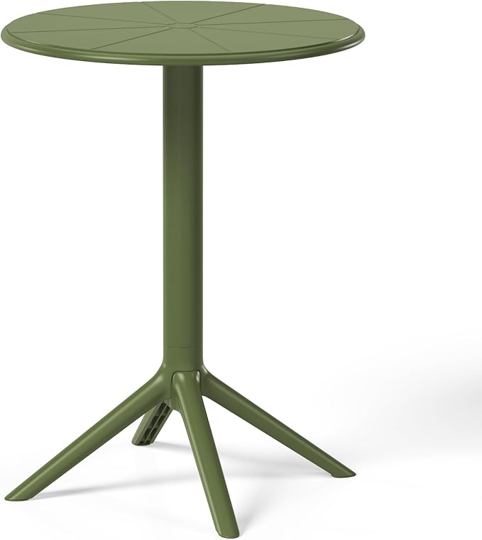 WestinTrends Playa 23.5" Outdoor Polypropylene Resin Round Patio Bistro Dining Table for 2, Olive Green