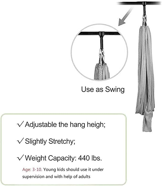 Kids Therapy Swing for Indoor Outdoor Hanging Hammock Elastic Cuddle Swing Up to 200kg for Children Sensory Integration (Color : White, Size : 100 x 280 cm)