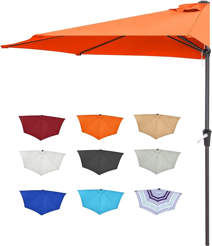 ABCCANOPY Patio Umbrella 11FT - Outdoor Half Umbrellas for Patio, Backyard, Garden, Deck (Orange)