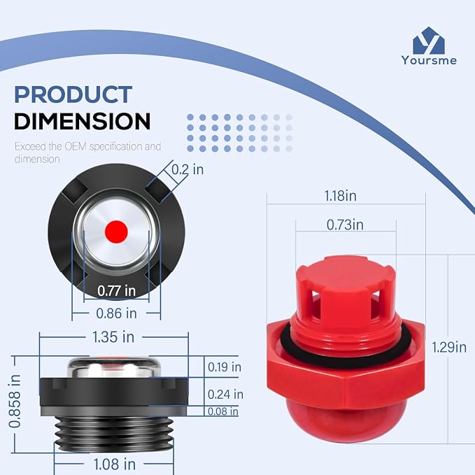 92241 Oil Level Sight Glass with Gasket & 514009761 Oil Fill Cap with O-Ring Kit for Cat Pumps 2SF, 3DX, 4DX, 5DX, Fit for DeWalt Pressure Washers DXPW3025, DH3028, and DH4240