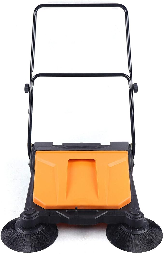 Outdoor Handheld Sweeper 27'' Gasoline Walk Behind Sweeper Power Cleaner Sweeping Broom Turf Lawns Driveway Grass Sweeping Cleaning Tool