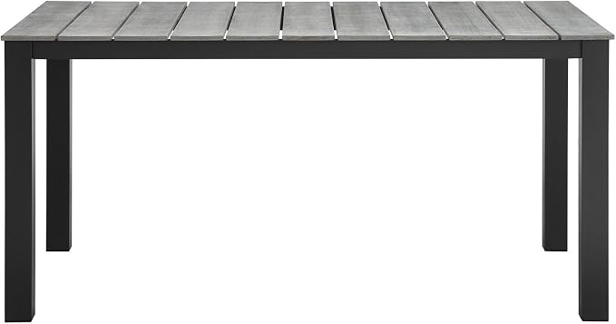 Modway Maine Aluminum Outdoor Patio 63" Dining Table in Brown Gray
