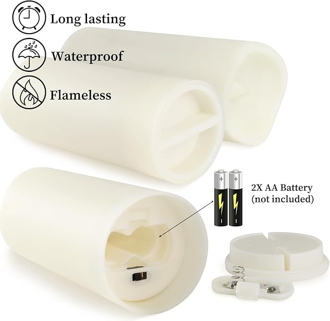 Enpornk Set of 72 Flameless Led Battery Opeated (D2.2'' x H4''5''6'') Waterproof Outdoor Indoor Candles with 10-Key Remotes and Cycling 24 Hours Timer