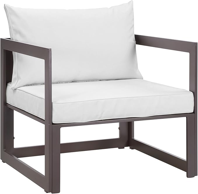Modway EEI-1517 Fortuna Aluminum Outdoor Patio Armchair in Brown White