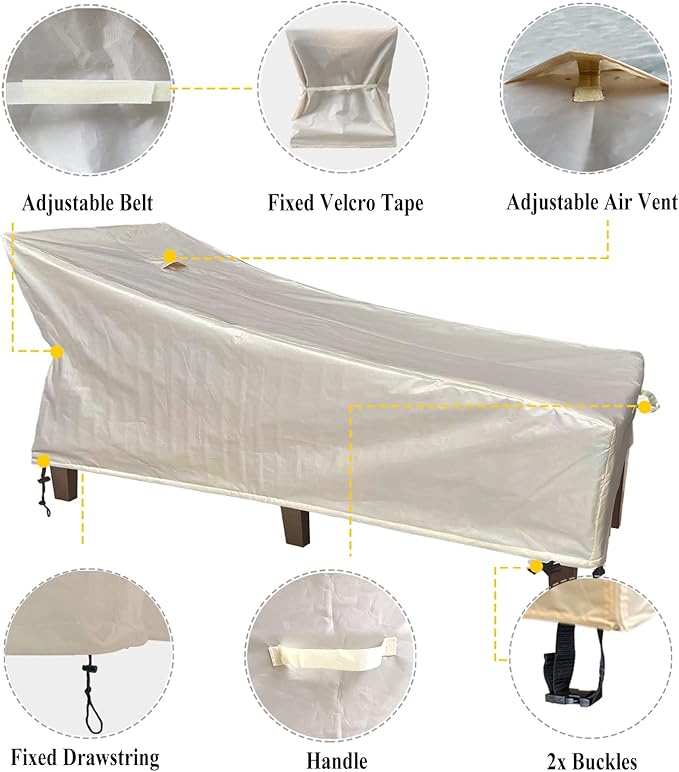 SIHAIAN Patio Lounge Chair Cover Waterproof Outdoor Chaise Lounge Covers UV Resistant Special Fixed Design 78Lx32Wx35H Beige 1Pack Patio Furniture Covers