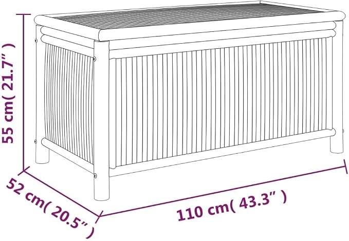 Patio Storage Box Patio Deck Box, Outdoor Cushion Storage Container Bin Chest for Patio Cushions, Outdoor Gardening Tools, 43.3"x20.5"x21.7" Bamboo