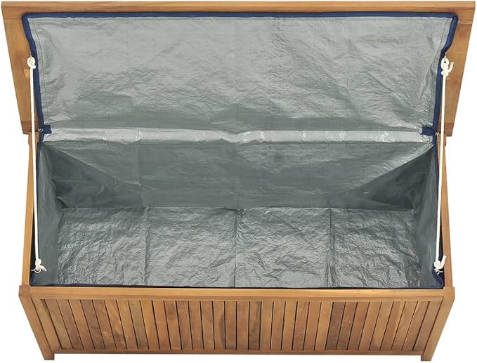 Outdoor Patio Storage Box Solid Teak Wood Deck Box Outdoor Storage Organization Box with Lid Storage Bench and Waterproof Lining for Garden,Patio,Backyard,44.9"x19.7"x22.8"