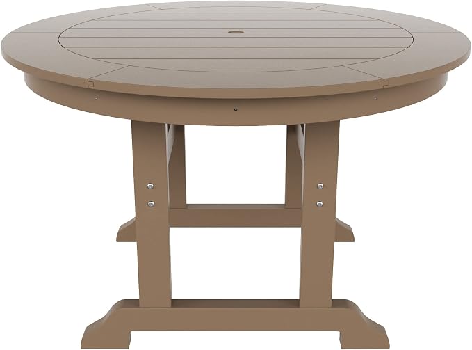 HDPE Laguna 47" Round Dining Table,Weathered Wood