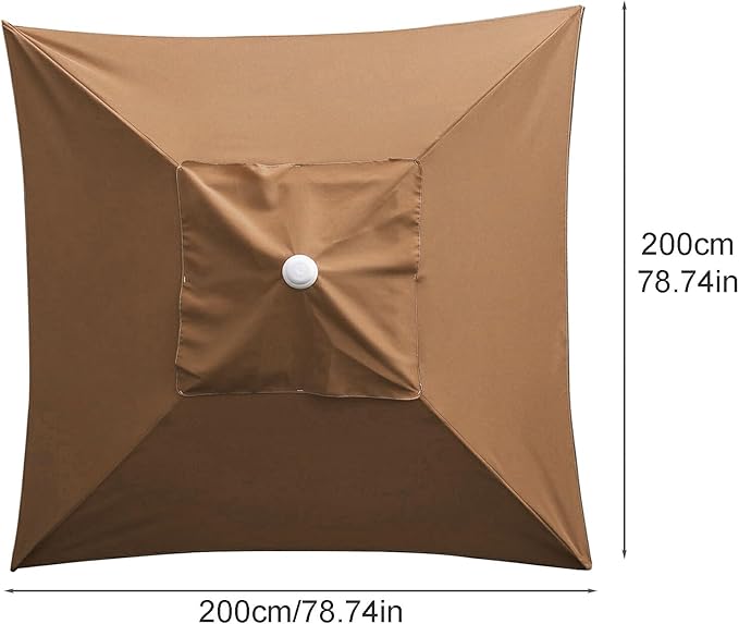 DULRLLY 6.6 x 6.6 Ft Square Umbrella Replacement Cover Patio Umbrella Replacement Canopy for 4 Ribs Umbrella Top Replacement Waterproof Outdoor Umbrella Fabric Replacement for Garden Umbrellas