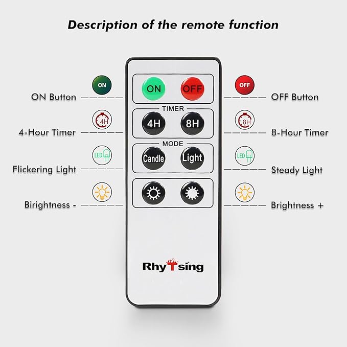 Rhytsing 11 inches White Flameless Taper Candles with Timer, Battery Operated Led Candle Sticks Real Wax Finished for Home Decor, 2 Remotes Included - Set of 6