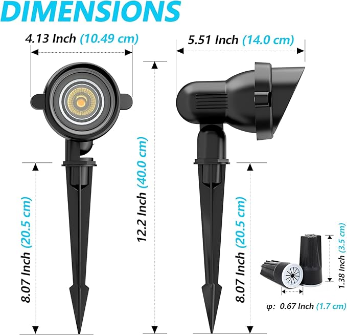 Landscape Lights Outdoor 12v: 10W MR16 Low Voltage LED Landscape Lights 12-24V 3000K Warm White - Front Door Walkway Small Yard Lighting for homeowners - 2 Pack