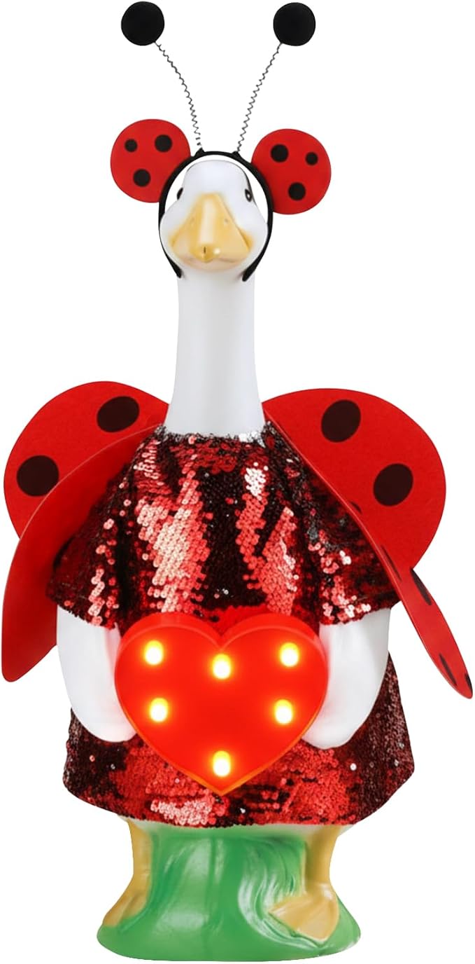 Porch Goose Outfit Bee Goose Dress Clothes with Red Headband and Wide Hat Costume for 23" Gooses Statue Decoration Patio Yard Garden Lawn Outdoor Decors
