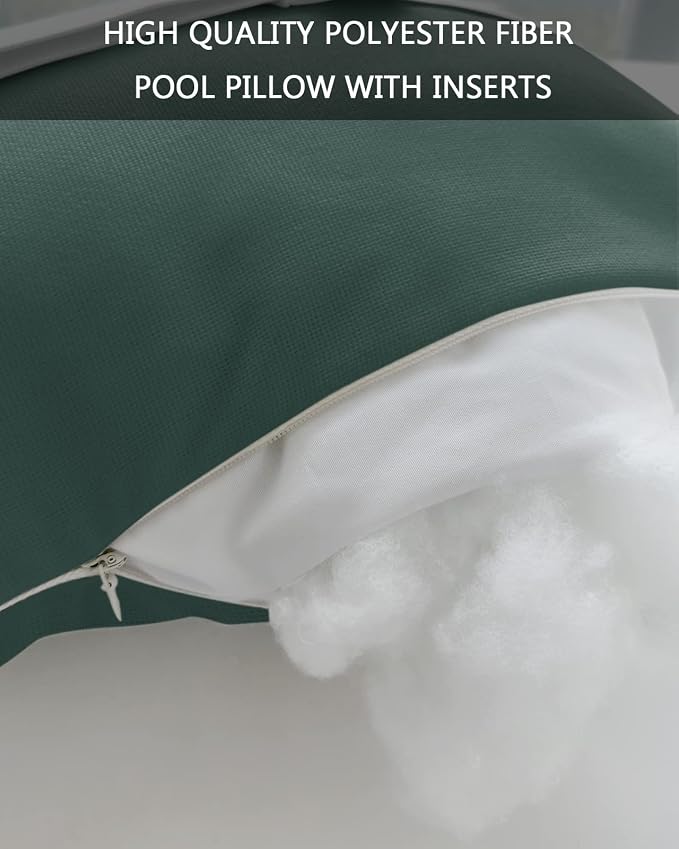 Outdoor Pillows Covers with Inserts Gray-Green Gradient Waterproof Recliner Pillow with Adjustable Strap Throw Pillows for Patio Furniture Pool Lounge Chair, 11x16 inch, 1PCS