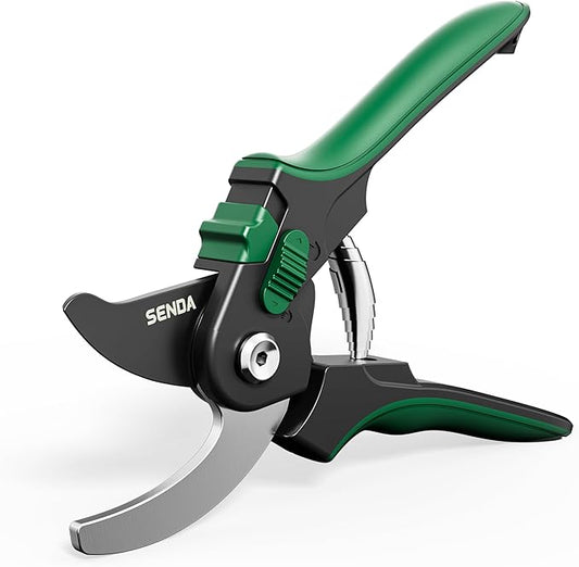 8.5" Bypass Pruning Shears, SK5 Steel Pruning Shears for Gardening, Garden Clippers with 2-Position Adjustable Jaw for Thick Branches, Landscaping