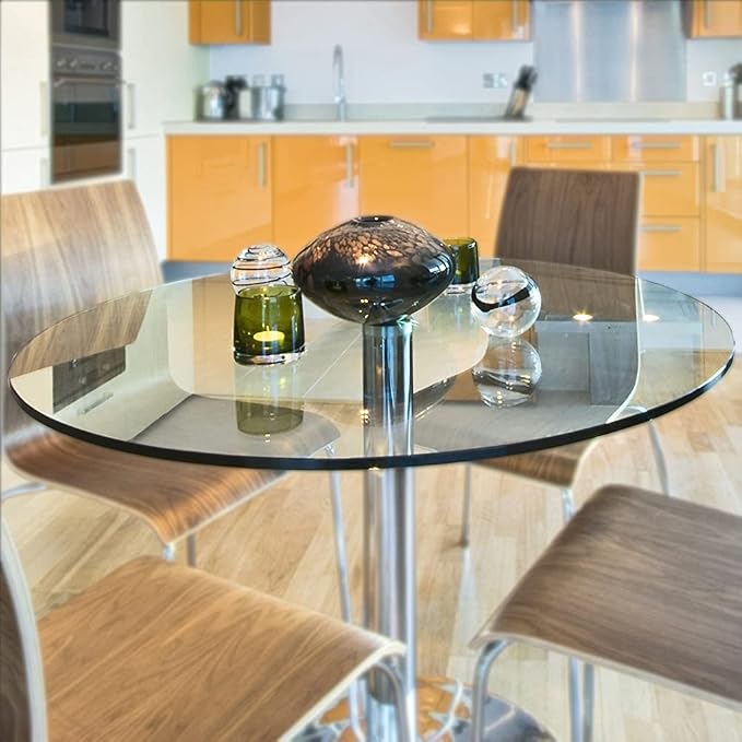 24" Inch Round Glass Table Top 1/4" Thick Flat Polish Edge Tempered by Fab Glass and Mirror