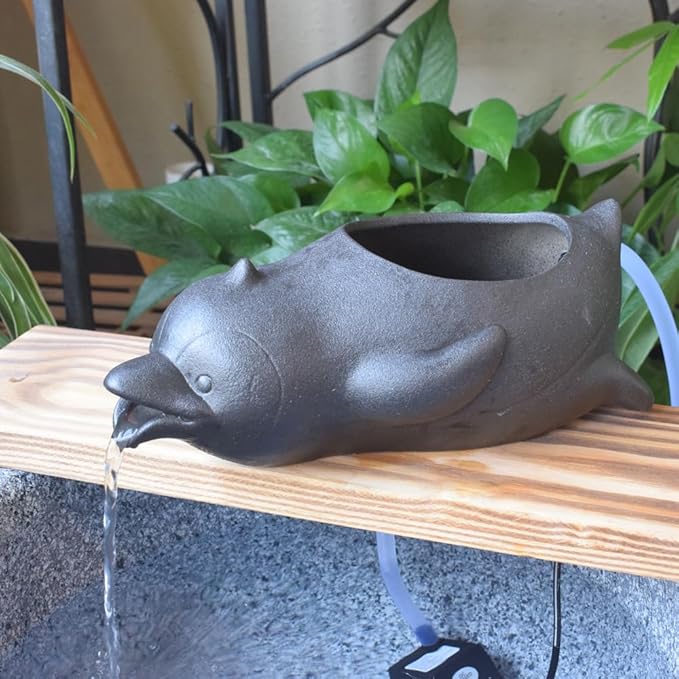 Outdoor Garden Fountain Spitter Pond Water Feature DIY Ceramic Animal Decoration Waterfall (Penguin)