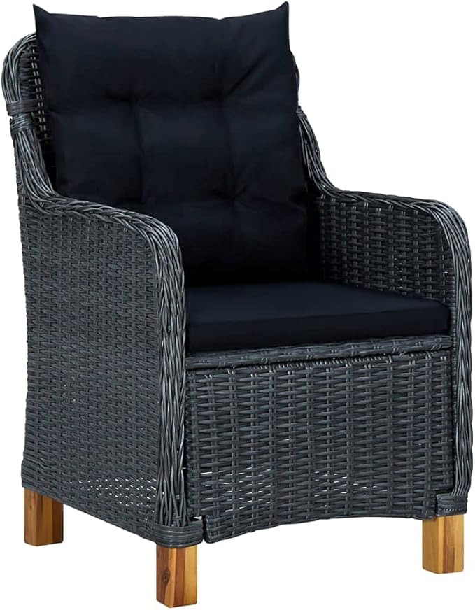 3 Piece Patio Lounge Set with Cushions Poly Rattan Dark Gray, Outdoor Patio Sectional, Outdoor Sofa Set, Furniture Conversation Sets, Outdoor Porch Furniture for Balcony, Yard