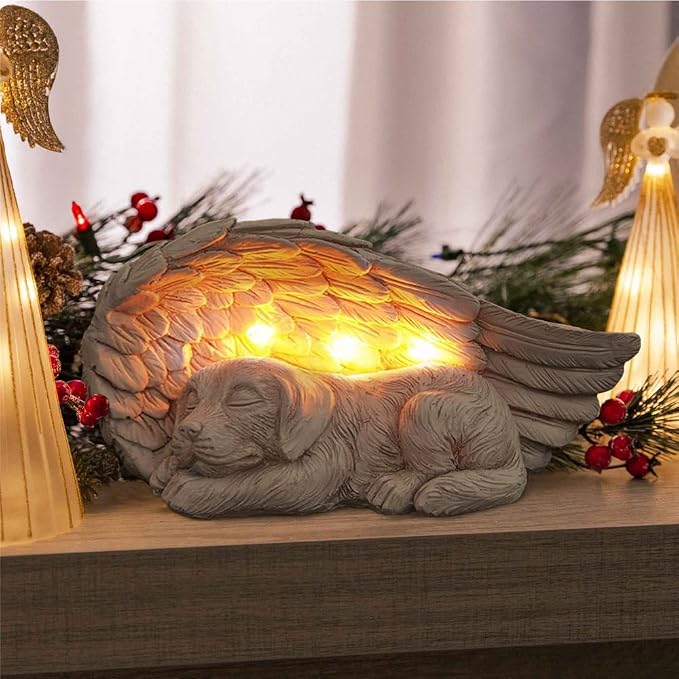 iHeartDogs Forever My Guardian Angel Garden Solar Light, Dog Memorial Stone | Pet Memorial Gifts, Dog Figurine, Solar-Powered, Garden Decor