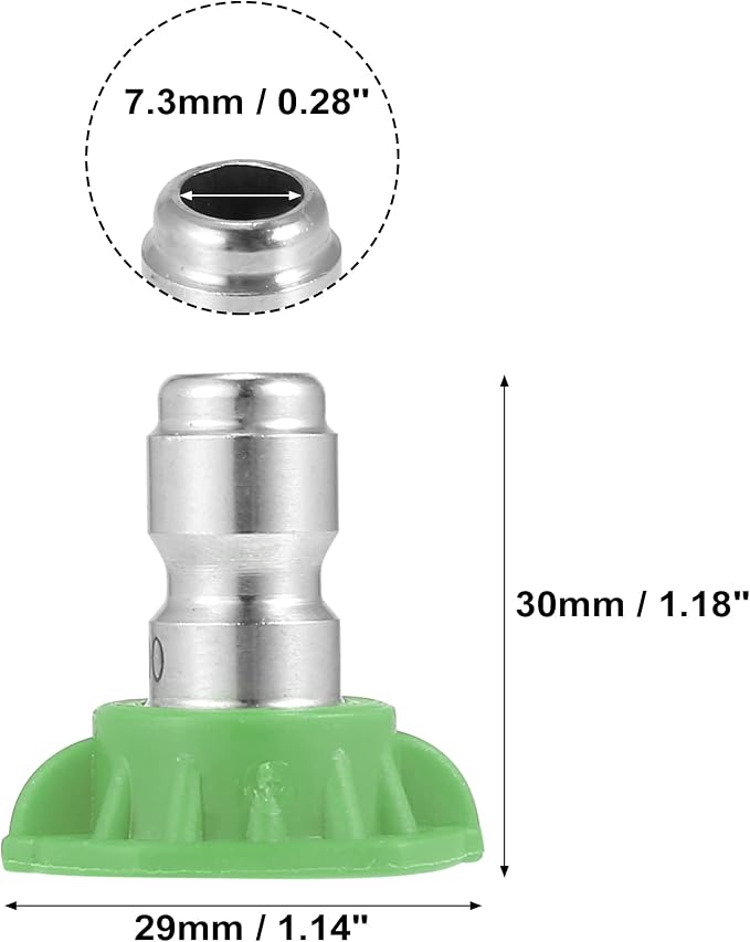 X AUTOHAUX 25 Degrees High Pressure Washer Spray Nozzle Tips Quick Connector Green 5 Pcs