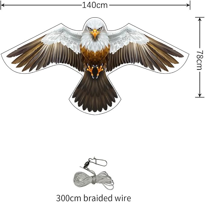 Birds Scaring Hawk Flying Kite Professional Pigeon Scarer only Kite (Brown-White)
